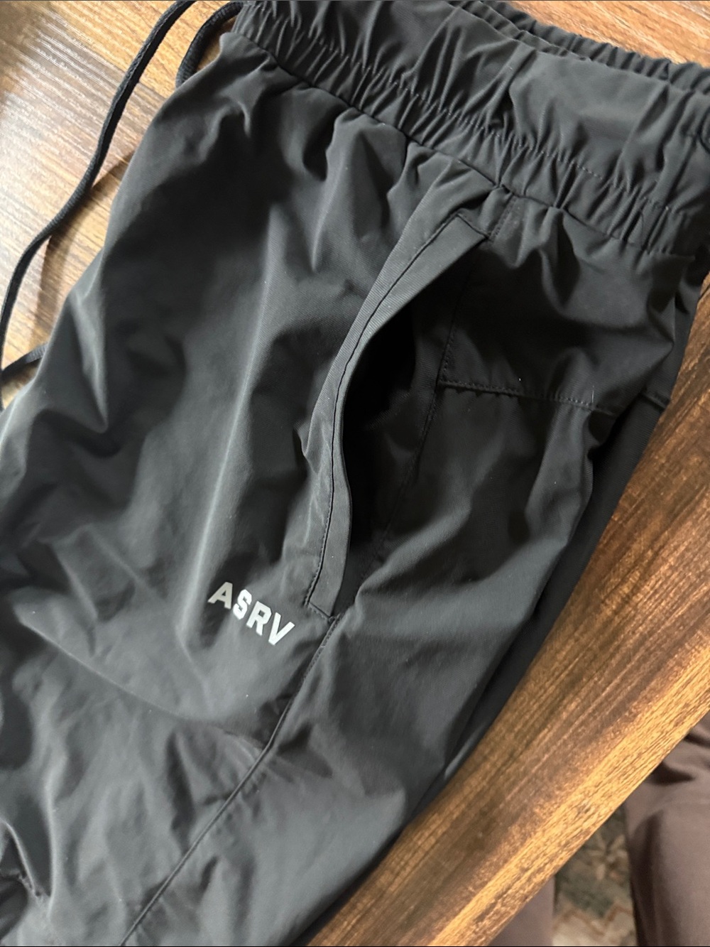 ASRV Men's Black Athletic Joggers with Drawstring Waist - Picture 3 of 5